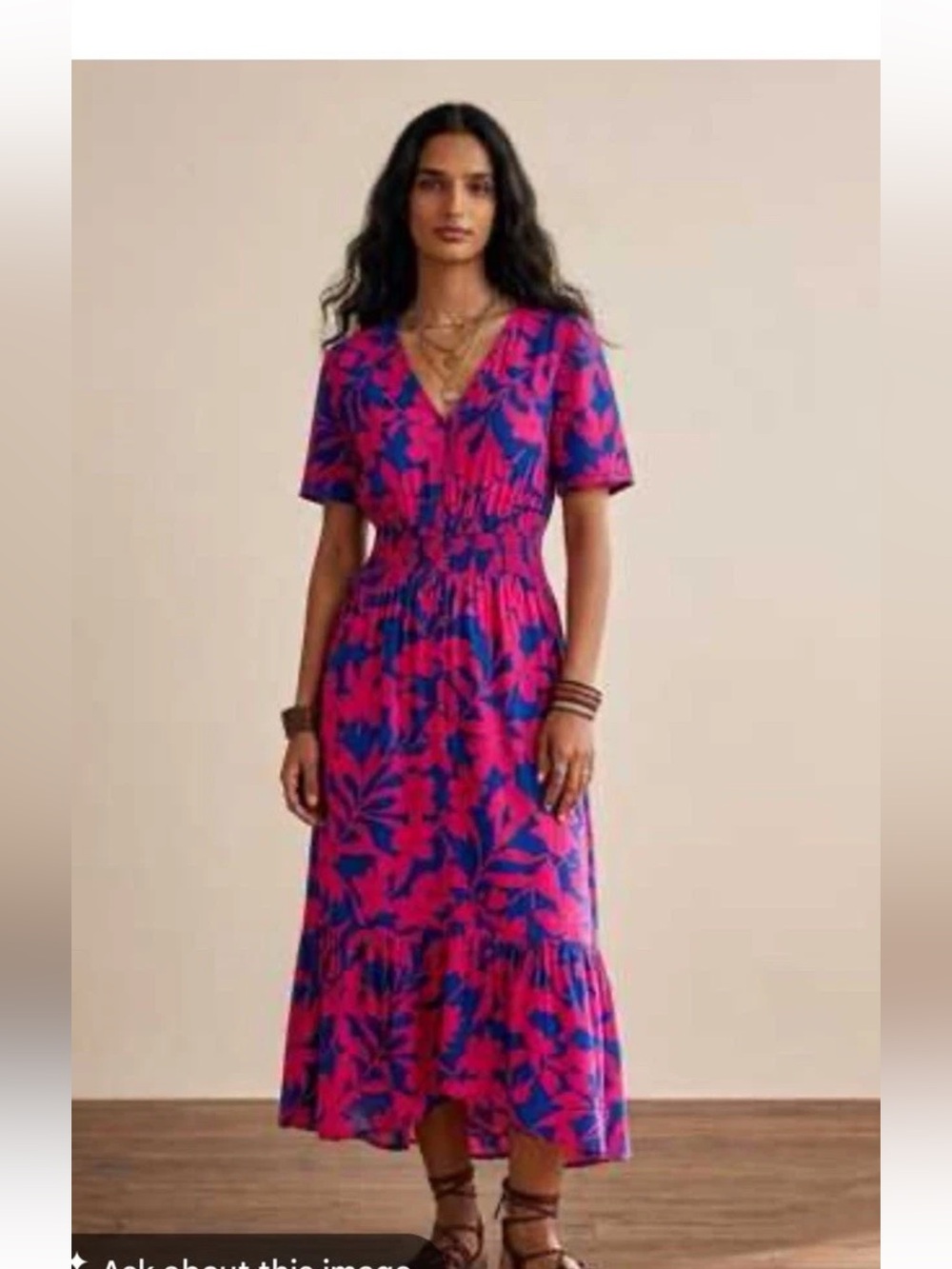 Anthropologie Abel The Label Cassidy Floral High Low Midi Dress Smocked Sz Small
